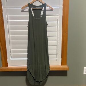 aerie Olive Green Ribbed Racerback High-Low Midi Dress